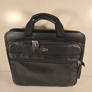 Targus Black Leather Laptop Bag Notebook‎ Case Briefcase